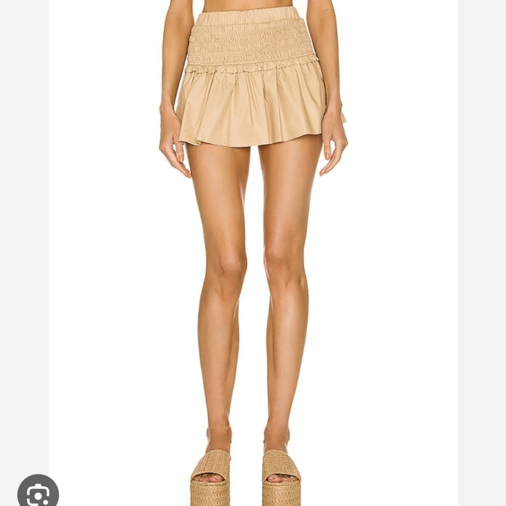 SER.O.YA Beige Smocked Mini Skirt